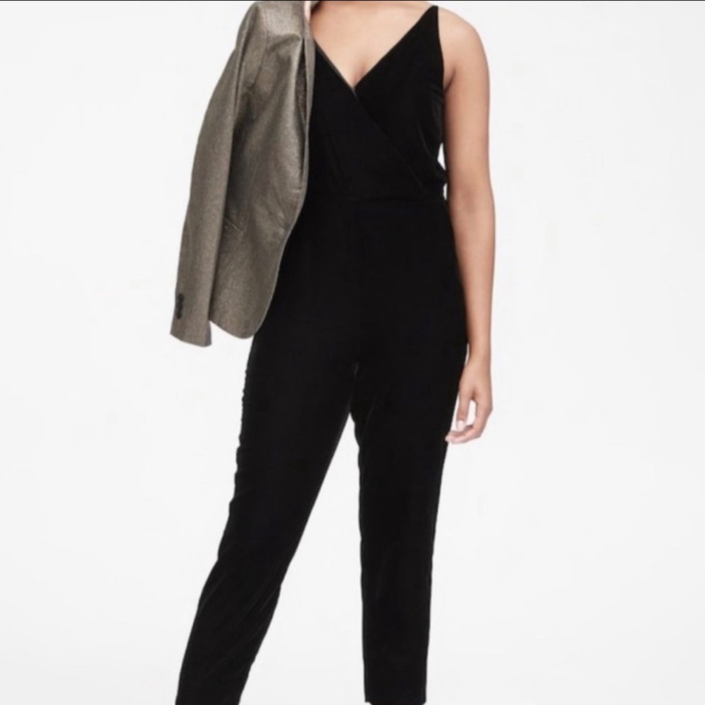 NWT Banana Republic black velvet jumpsuit